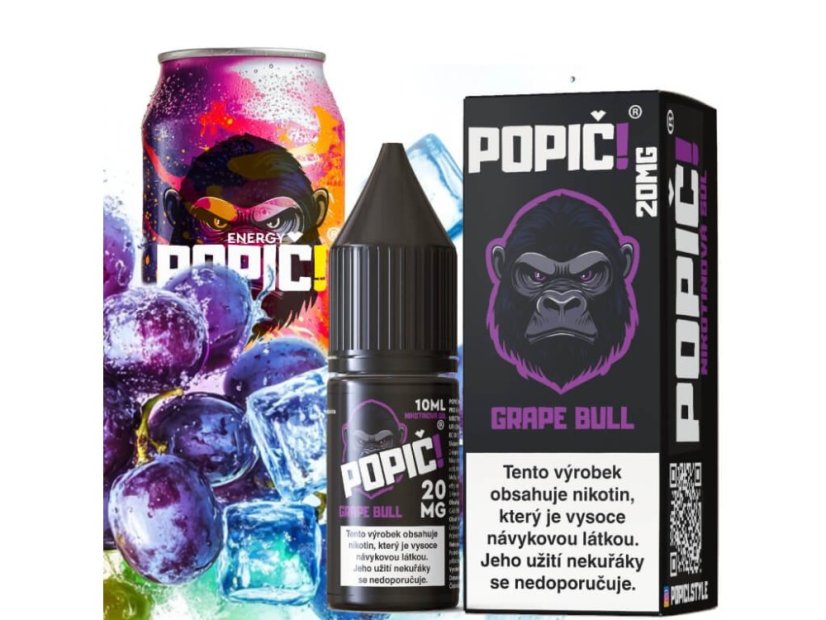 06 E-liquid POPIČ! Salt - Grape Bull (Hroznový Energy Drink) 20mg